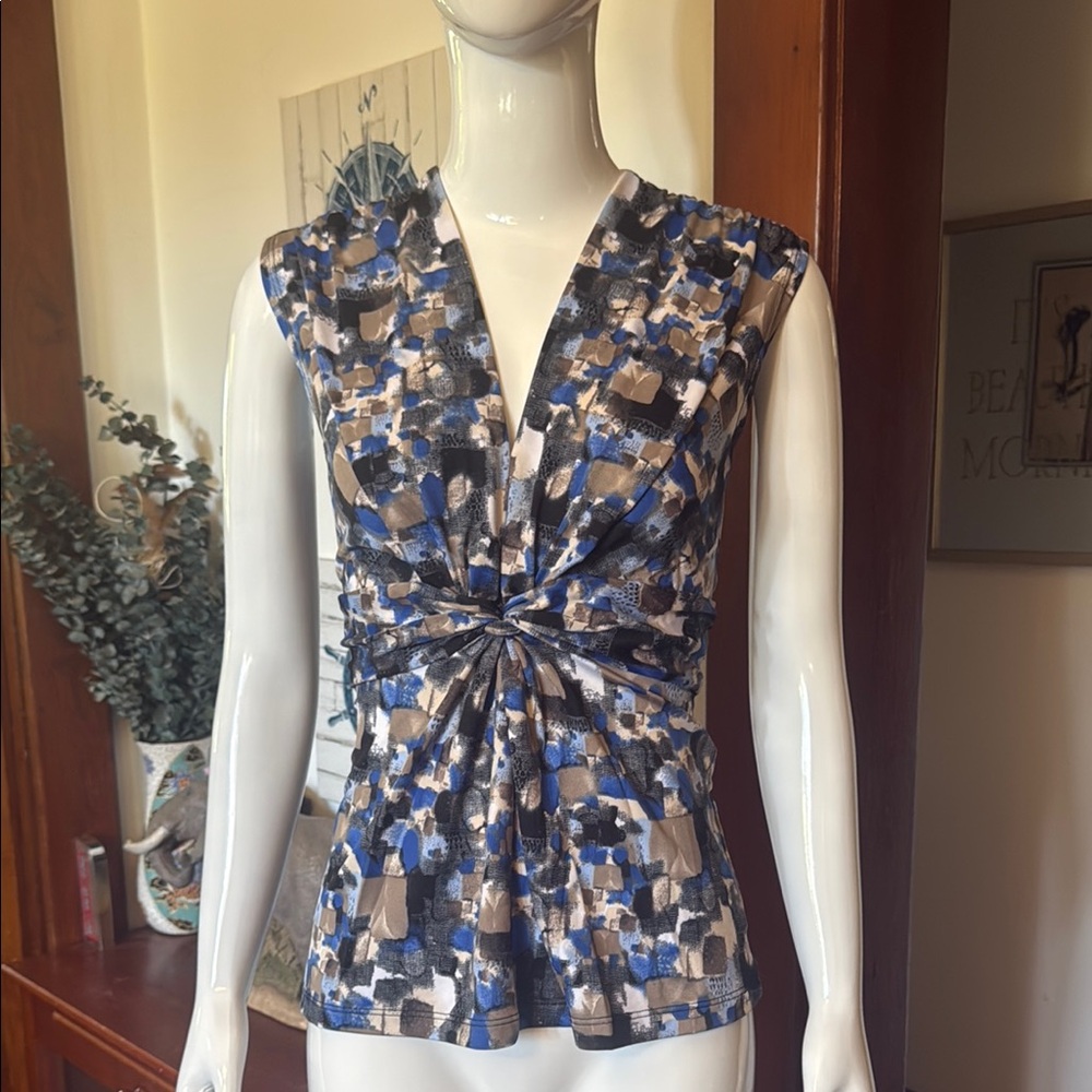 NWT northern reflections size small Blue and Black Abstract Print Women's Top